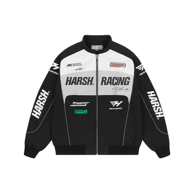 H&C Black Retro Motorcycle Racing Jacket Harsh & Cruel