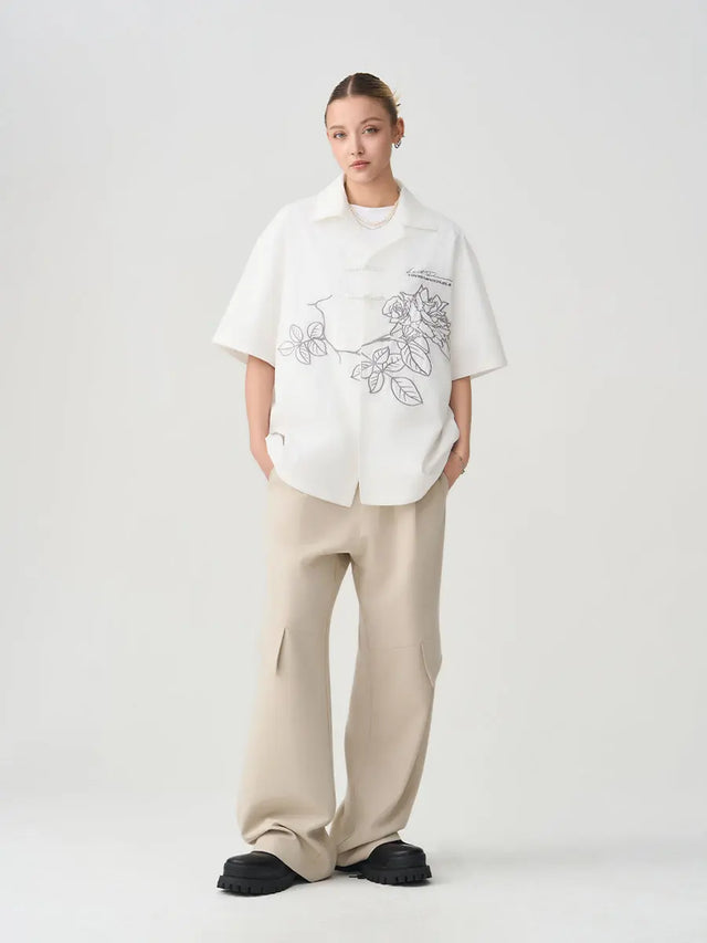 H&C White Embroidered Flower Shirt Harsh & Cruel