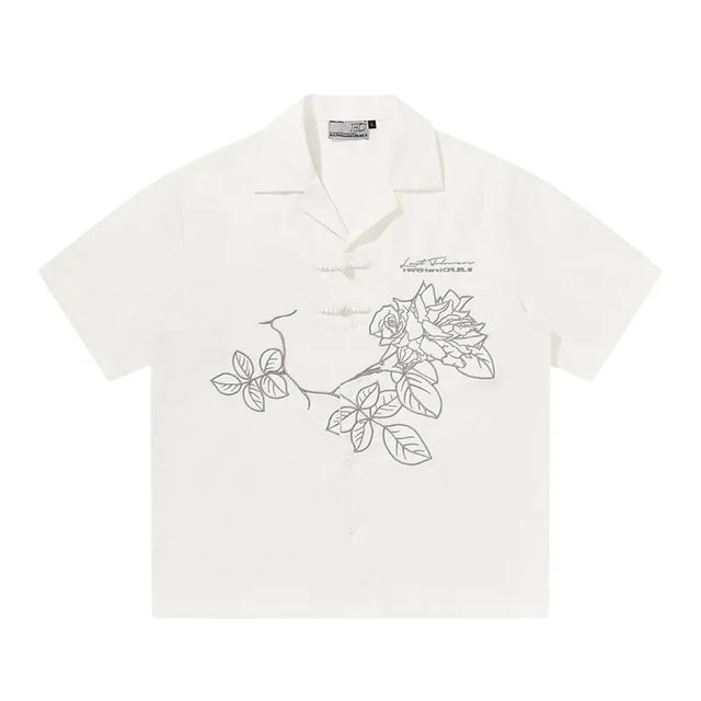 H&C White Embroidered Flower Shirt Harsh & Cruel