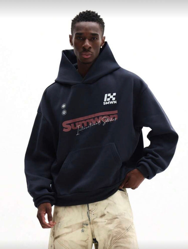 هودي سومون اسود بقصّة بوكسية و طباعة