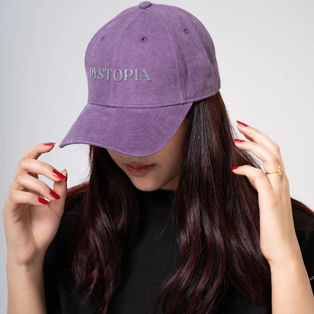 Purple Cap with White Logo Dystopia