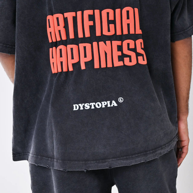 Washed Gray "Artificial Happiness" T-shirt Dystopia