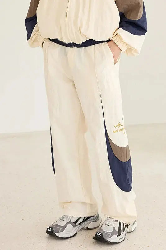 White Spliced Track Pants - the in concept